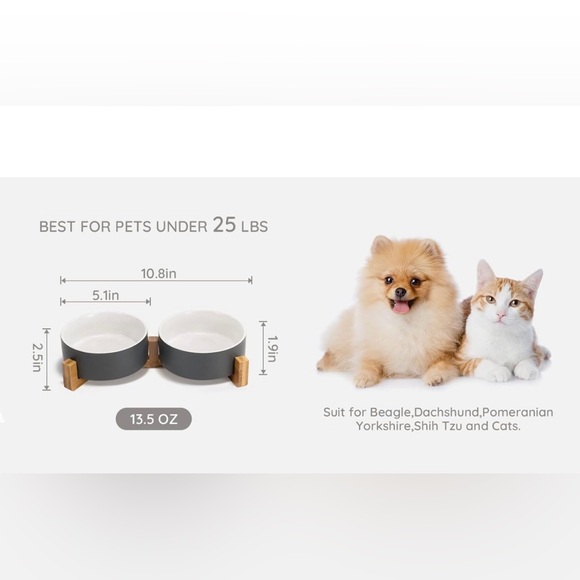 petco Dog Ceramic Bowl Set With Wooden Stand For Small Medium Size Dogs Cats Poshmark